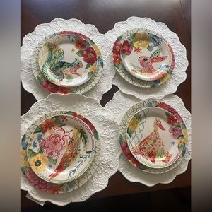 Pier 1 HELLO SPRING dinner plates  Ironstone